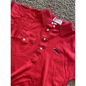 Faconnable Shirt Mens Large Rose Red‎ Polo Logo Short Sleeve Button Up Casual